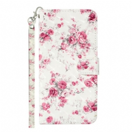 Folio Deksel Til Samsung Galaxy S21 5G Med Kjede Strap Light Spot Flowers