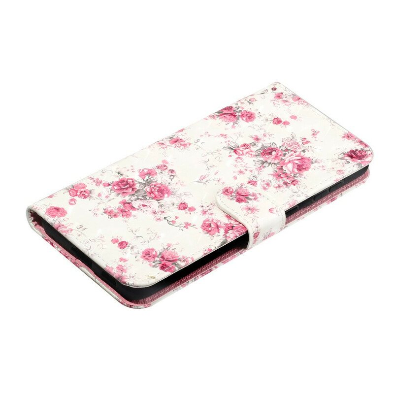 Folio Deksel Til Samsung Galaxy S21 5G Med Kjede Strap Light Spot Flowers