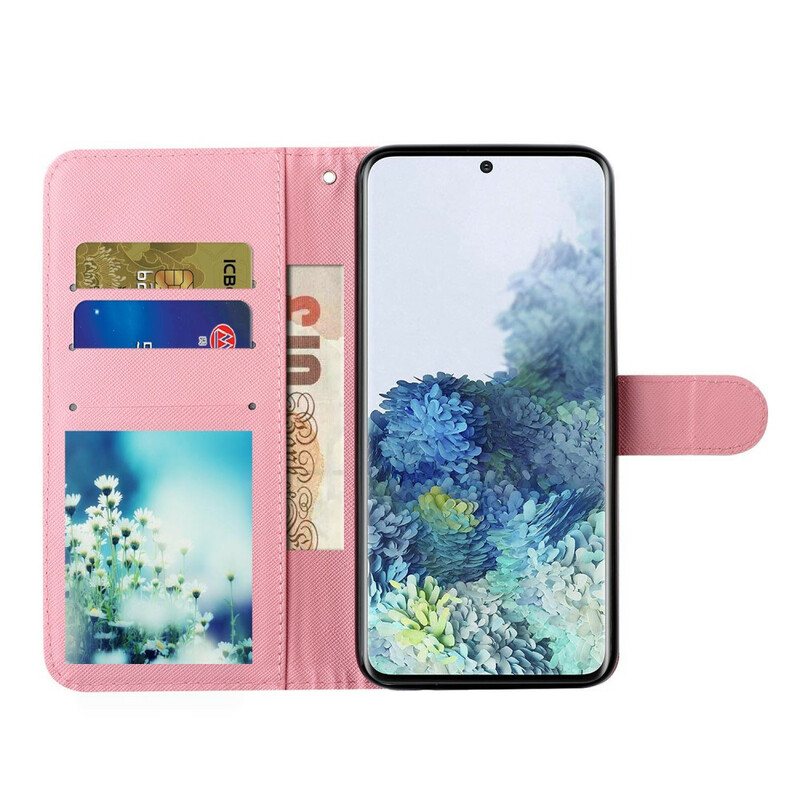 Folio Deksel Til Samsung Galaxy S21 5G Med Kjede Strap Light Spot Flowers