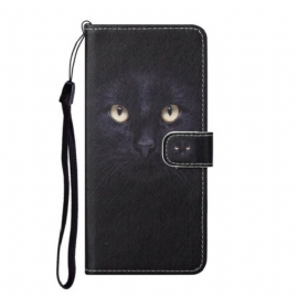 Folio Deksel Til Samsung Galaxy S21 5G Med Kjede Strappy Black Cat Eyes