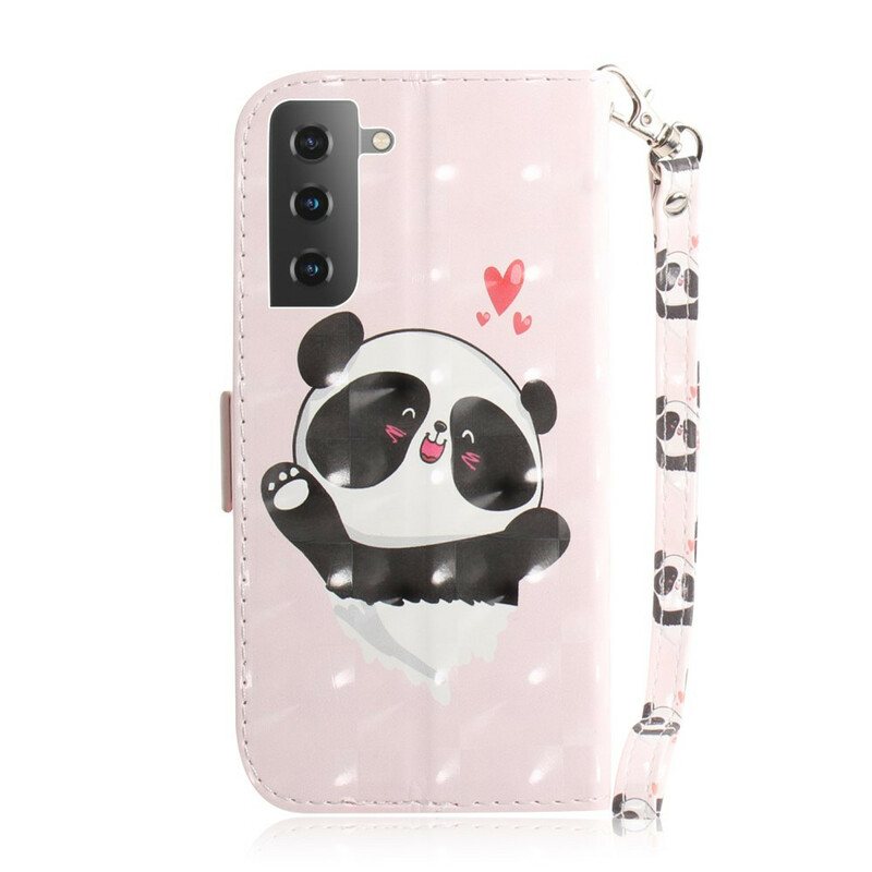 Folio Deksel Til Samsung Galaxy S21 5G Med Kjede Strappy Panda