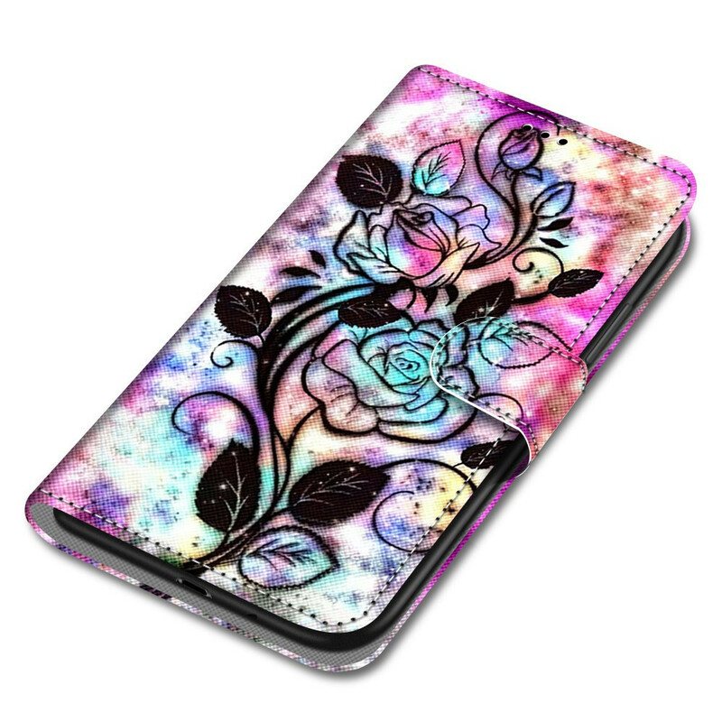 Folio Deksel Til Samsung Galaxy S21 5G Neon Blomster