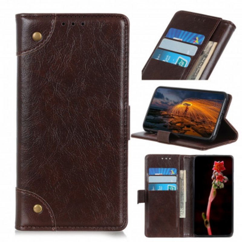 Folio Deksel Til Samsung Galaxy S21 5G Stil Nappa Leather Vintage Nagler