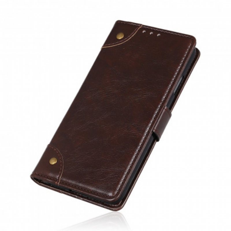 Folio Deksel Til Samsung Galaxy S21 5G Stil Nappa Leather Vintage Nagler