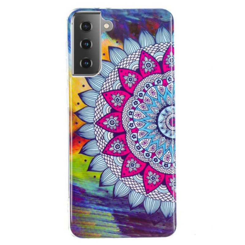 Mobildeksel Til Samsung Galaxy S21 5G Fluorescerende Fargerik Mandala