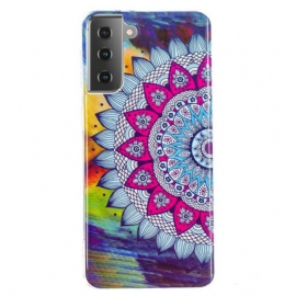 Mobildeksel Til Samsung Galaxy S21 5G Fluorescerende Fargerik Mandala