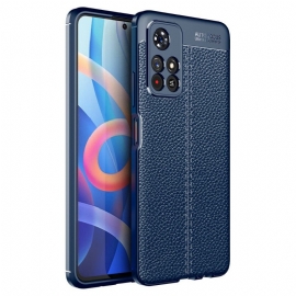 Deksel Til Poco M4 Pro 5G Dobbel Linje Litchi Leather Effect