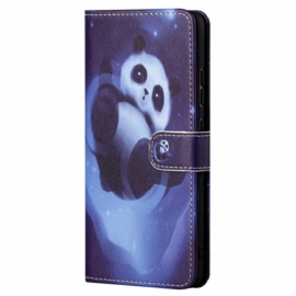 Folio Deksel Til Poco M4 Pro 5G Med Kjede Panda Space Med Snor