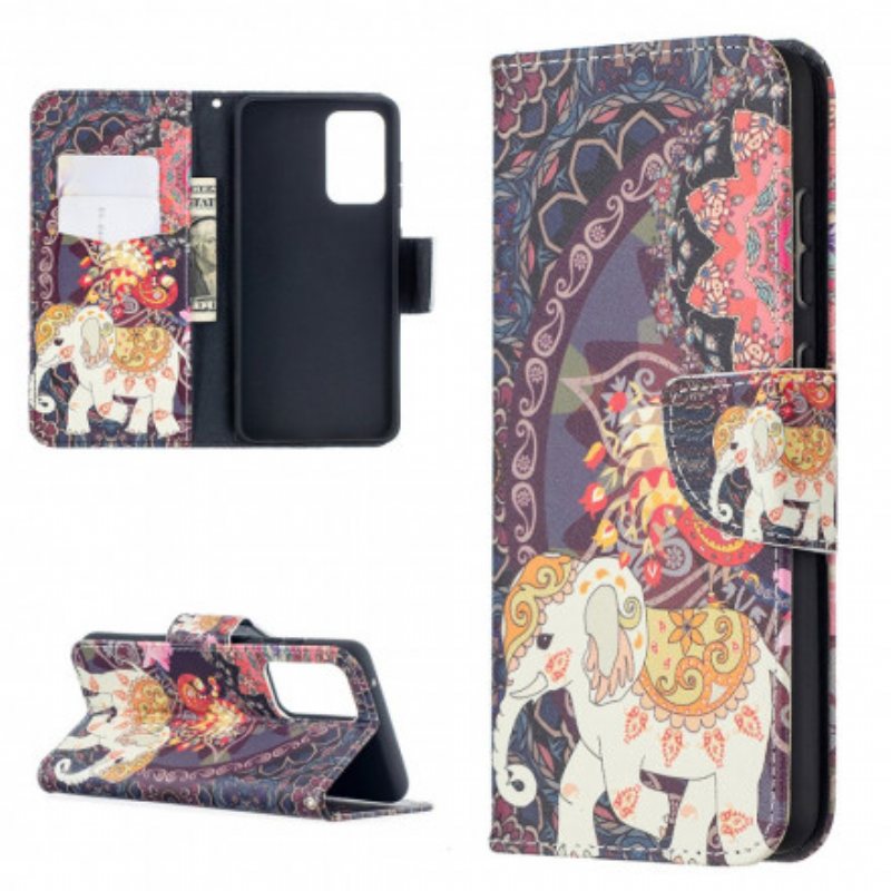 Folio Deksel Til Samsung Galaxy A52 4G / A52 5G / A52s 5G Etniske Elefanter Mandala