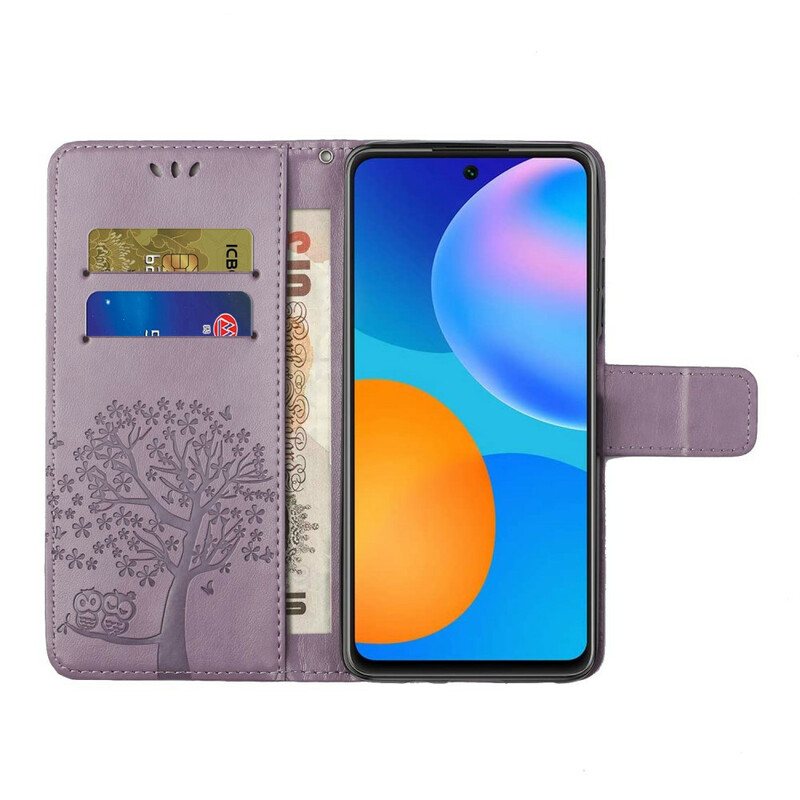 Folio Deksel Til Samsung Galaxy A52 4G / A52 5G / A52s 5G Med Kjede Stringtre Og Ugler