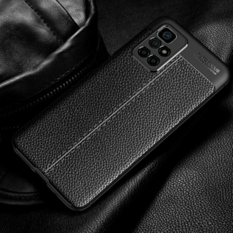 Deksel Til Xiaomi Redmi 10 Dobbel Linje Litchi Leather Effect