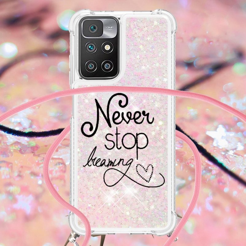 Deksel Til Xiaomi Redmi 10 Med Snor Never Stop Glitter Snøre