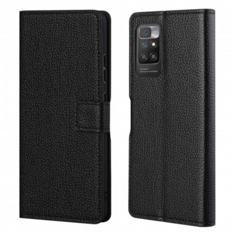 Folio Deksel Til Xiaomi Redmi 10 Litchi Grain Leather Effect