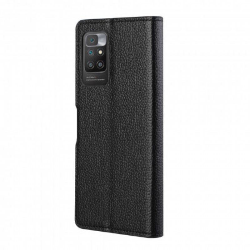 Folio Deksel Til Xiaomi Redmi 10 Litchi Grain Leather Effect