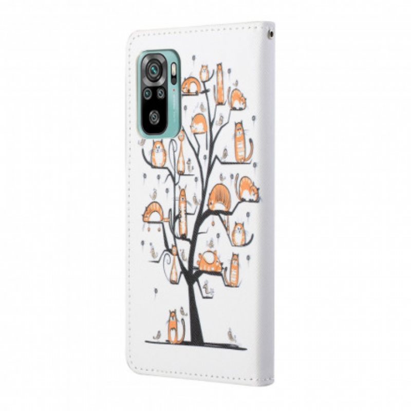 Folio Deksel Til Xiaomi Redmi 10 Med Kjede Funky Cats Med Stropp