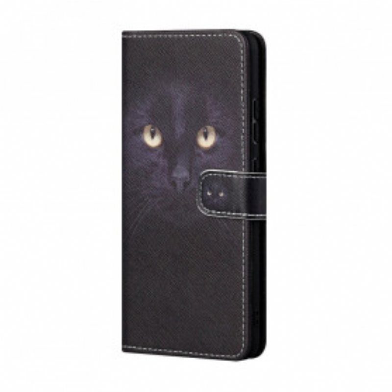 Folio Deksel Til Xiaomi Redmi 10 Med Kjede Strappy Black Cat Eyes