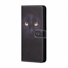Folio Deksel Til Xiaomi Redmi 10 Med Kjede Strappy Black Cat Eyes