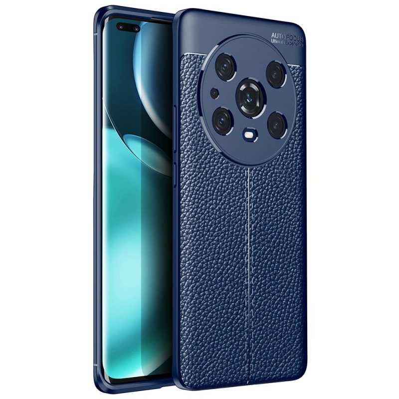 Deksel Til Honor Magic 4 Pro Dobbel Linje Litchi Leather Effect