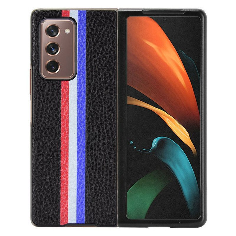 Deksel Til Samsung Galaxy Z Fold 2 Tricolor Litchi Imitert Skinn