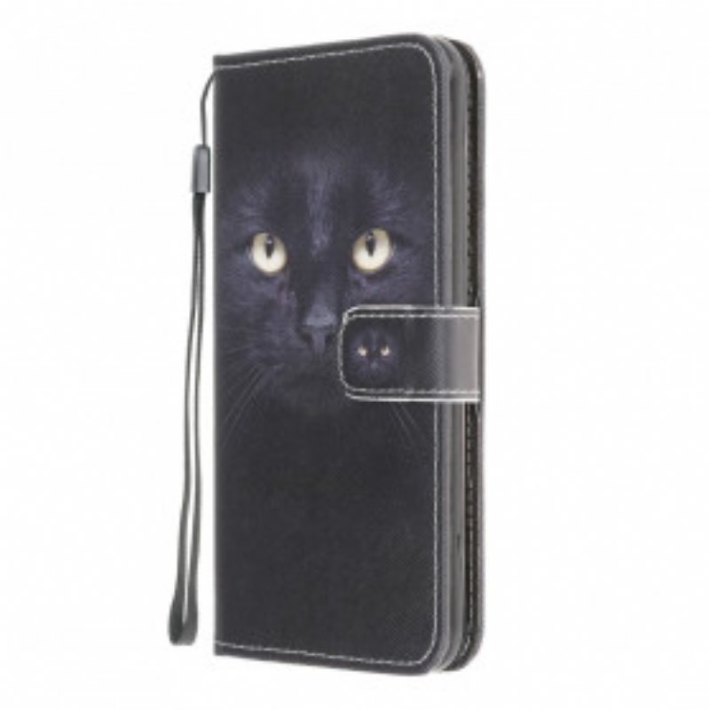 Folio Deksel Til Moto G50 Med Kjede Strappy Black Cat Eyes