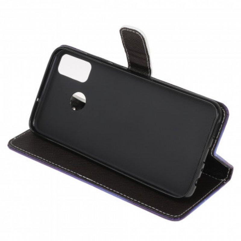 Folio Deksel Til Moto G50 Med Kjede Strappy Black Cat Eyes