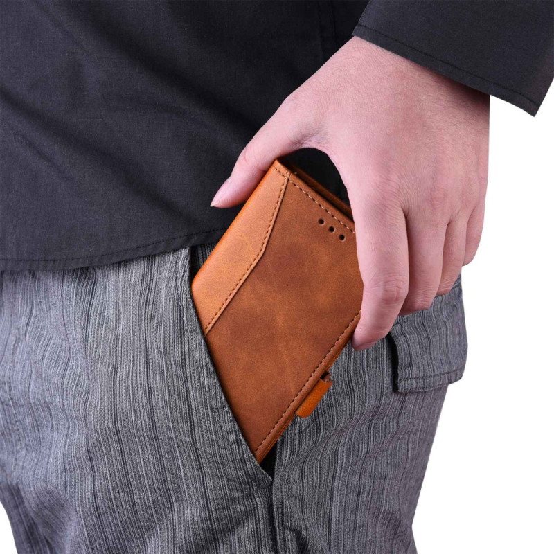 Beskyttelse Deksel Til iPhone 14 Folio Deksel Tofarget Business Leather Effect