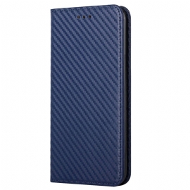 Beskyttelse Deksel Til iPhone 14 Med Kjede Folio Deksel Strappy Carbon Fiber Style