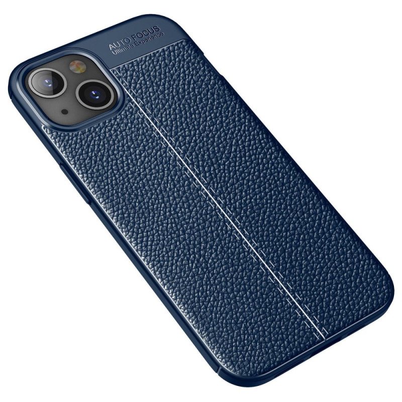 Deksel Til iPhone 14 Dobbel Linje Litchi Leather Effect