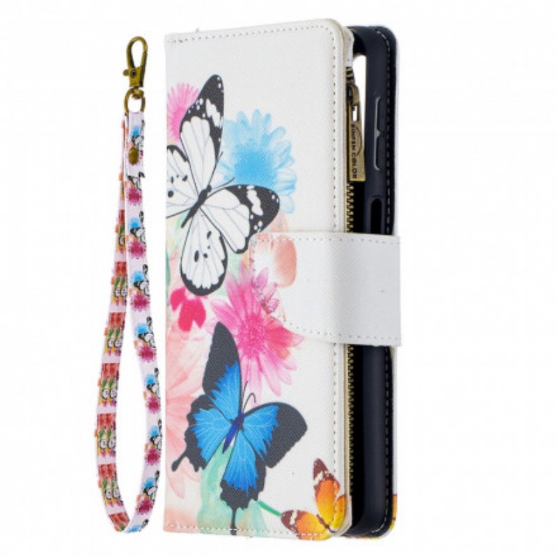 Folio Deksel Til Samsung Galaxy A32 5G Butterflies Art Zipped Pouch