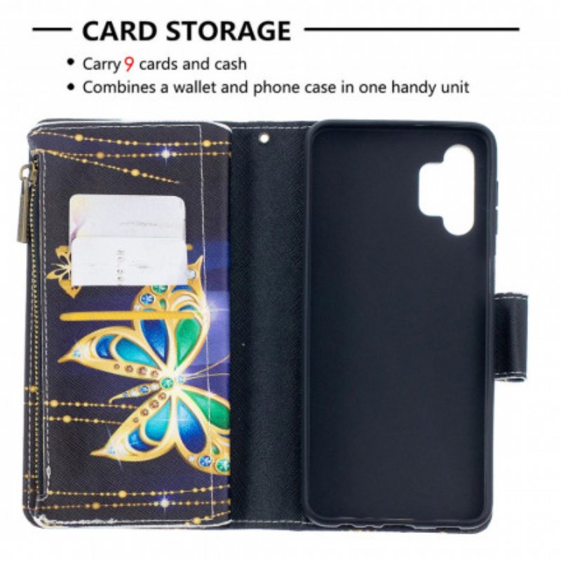 Folio Deksel Til Samsung Galaxy A32 5G Butterflies Art Zipped Pouch