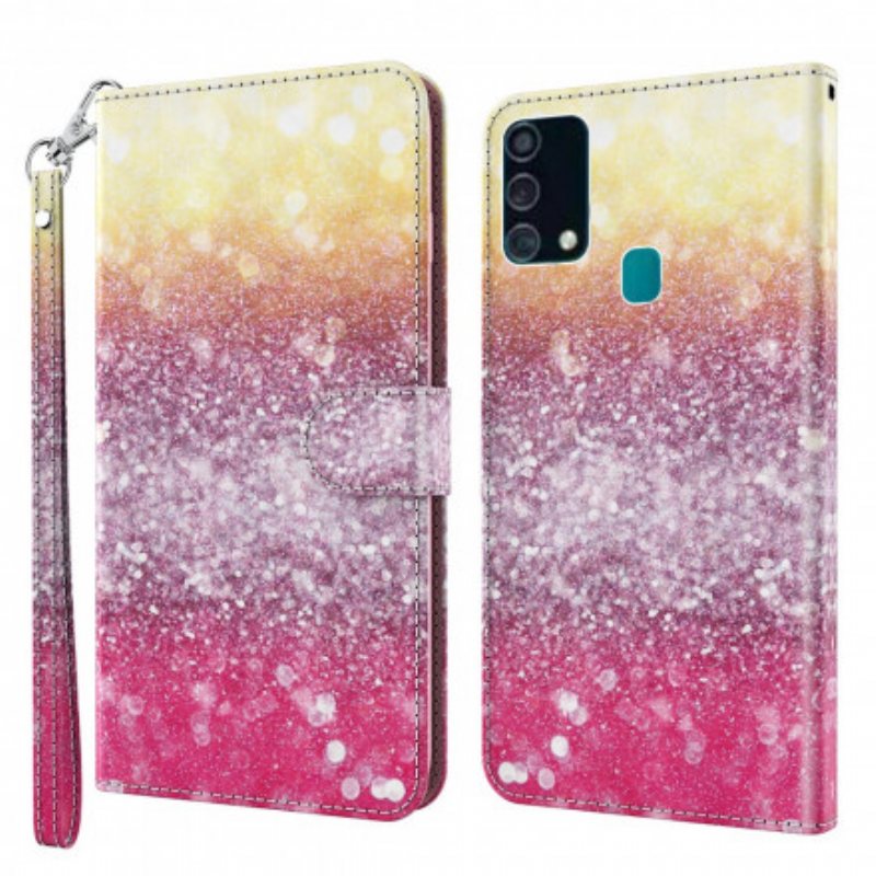 Folio Deksel Til Samsung Galaxy A32 5G Light Spot Glitter Magenta