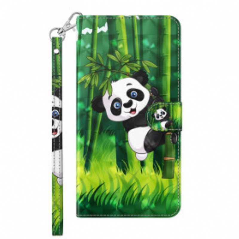 Folio Deksel Til Samsung Galaxy A32 5G Light Spot Panda Og Bambus