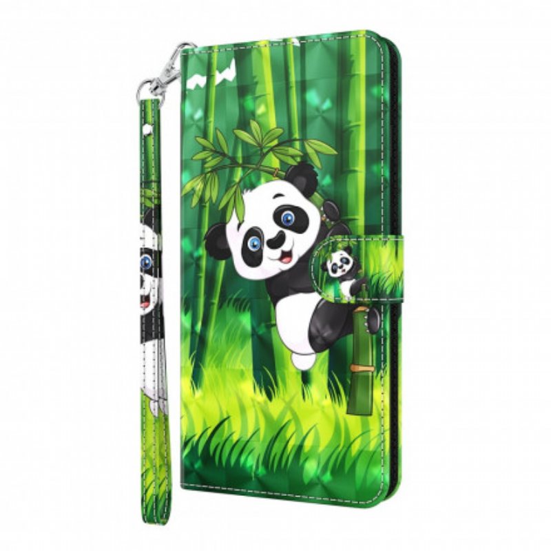 Folio Deksel Til Samsung Galaxy A32 5G Light Spot Panda Og Bambus