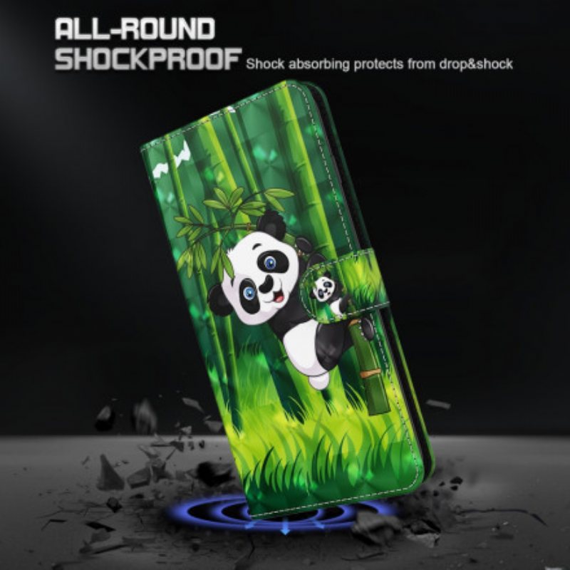 Folio Deksel Til Samsung Galaxy A32 5G Light Spot Panda Og Bambus