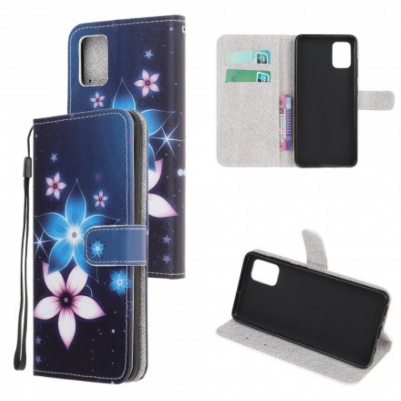 Folio Deksel Til Samsung Galaxy A32 5G Med Kjede Lunar Strap Blomster