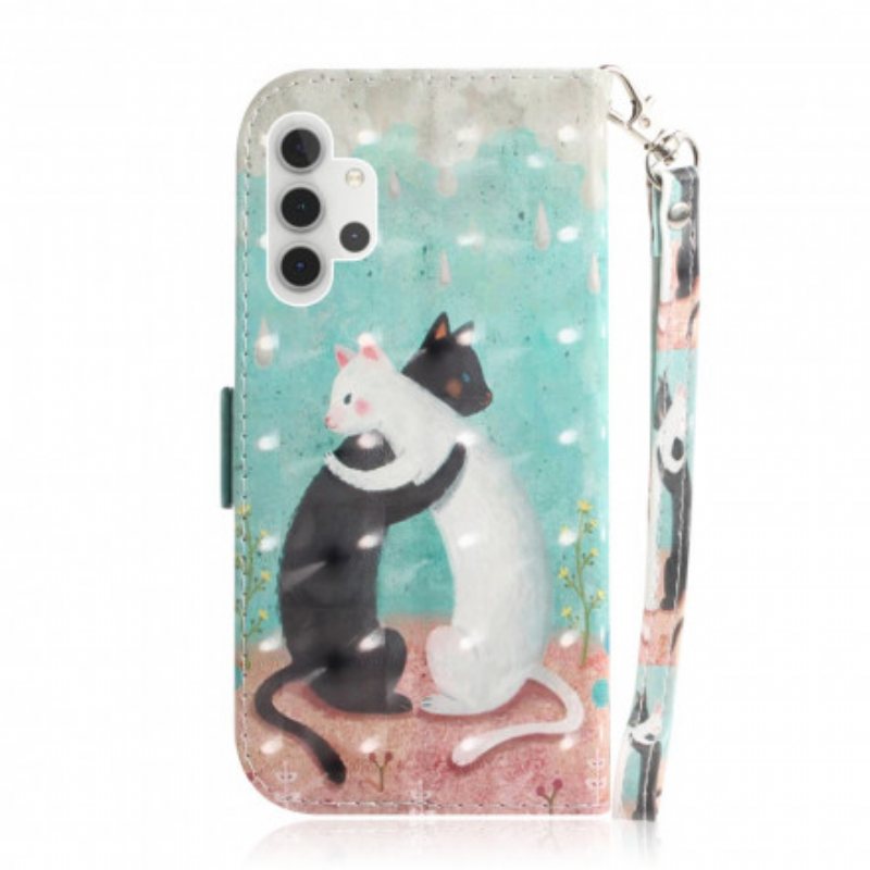 Folio Deksel Til Samsung Galaxy A32 5G Med Kjede Strappy Cat Friends