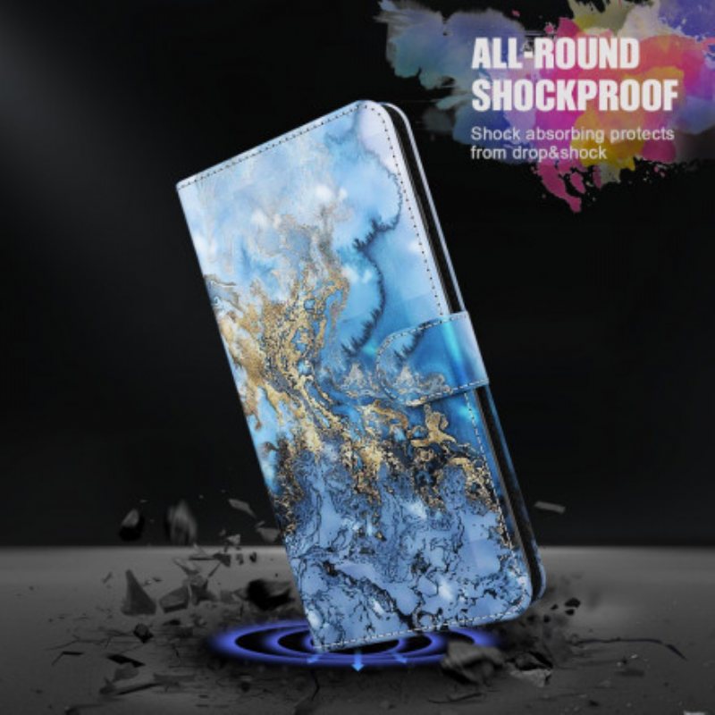 Lærdeksel Til Samsung Galaxy A32 5G Light Spot Marble Design Med Snor