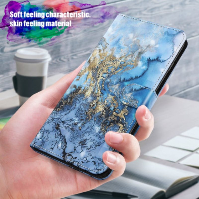 Lærdeksel Til Samsung Galaxy A32 5G Light Spot Marble Design Med Snor