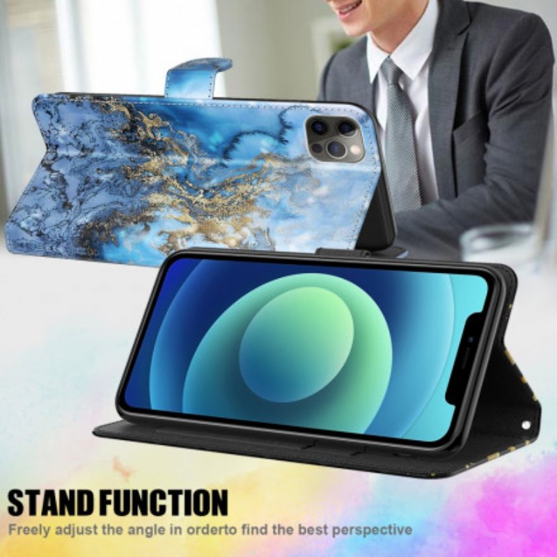 Lærdeksel Til Samsung Galaxy A32 5G Light Spot Marble Design Med Snor