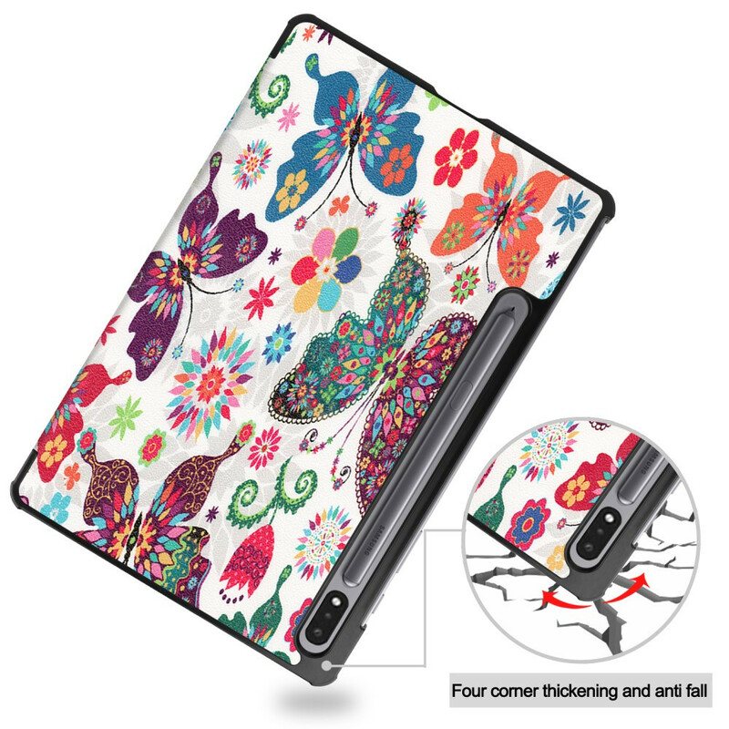 Beskyttelse Deksel Til Samsung Galaxy Tab S8 / Tab S7 Vintage Blomsterpennholder