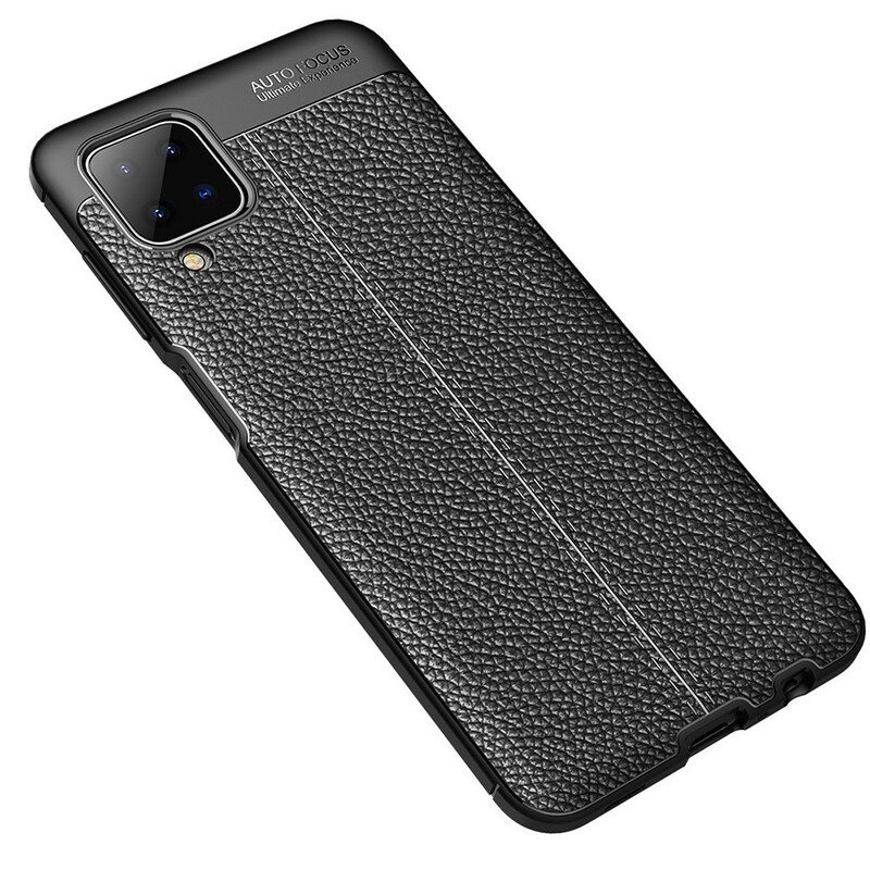 Deksel Til Samsung Galaxy M12 / A12 Dobbel Linje Litchi Leather Effect