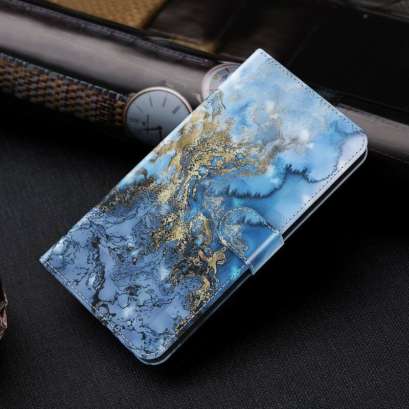 Folio Deksel Til Samsung Galaxy M12 / A12 Light Spot Marble Design Med Snor