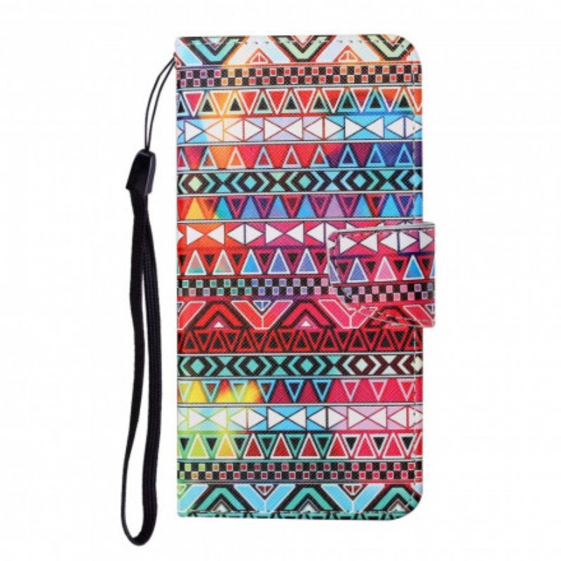 Folio Deksel Til Samsung Galaxy M12 / A12 Patchwork Med Snor