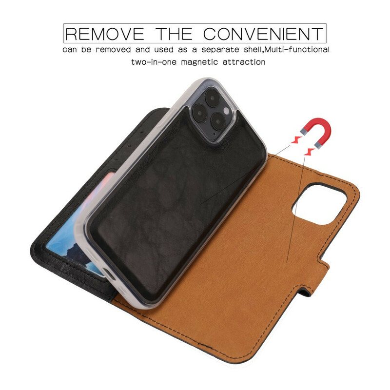 Deksel Folio Deksel Til iPhone 12 / 12 Pro Avtakbar Distressed Skinnstil