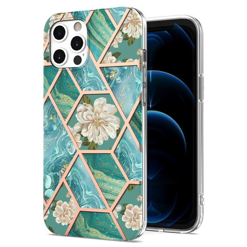 Deksel Til iPhone 12 / 12 Pro Marmorert Blomster