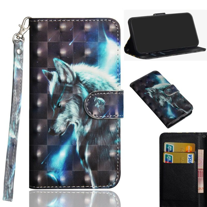 Folio Deksel Til iPhone 12 / 12 Pro Lys Spot Majestic Wolf