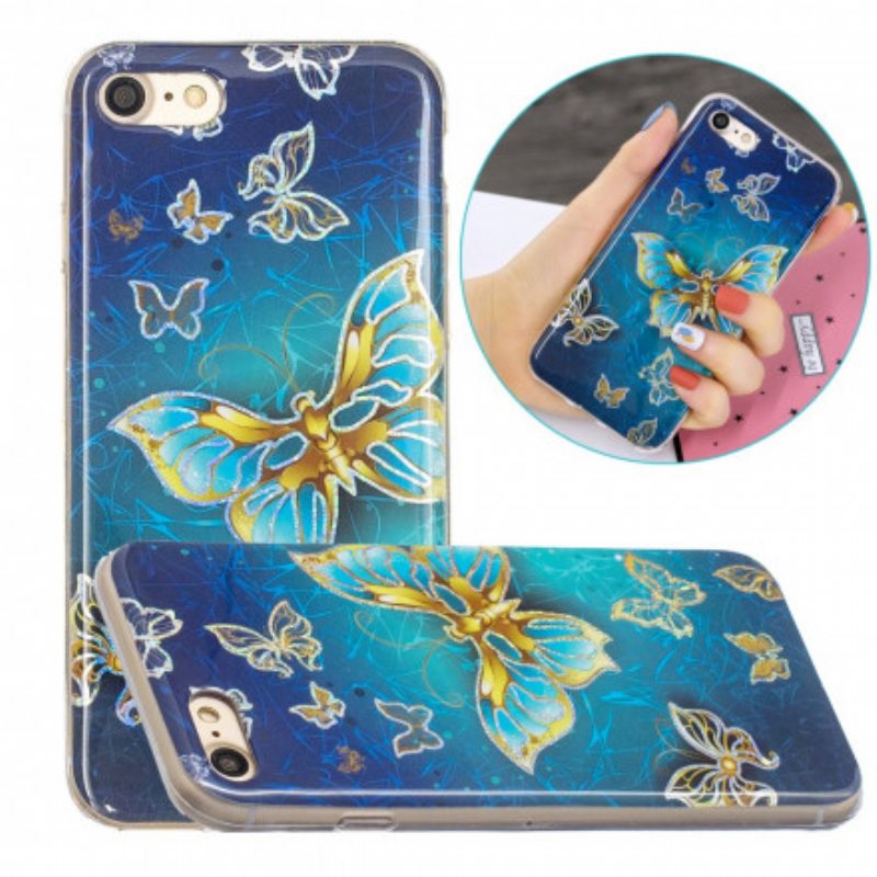 Deksel Til iPhone SE 3 / SE 2 / 8 / 7 Glitter Design Sommerfugler