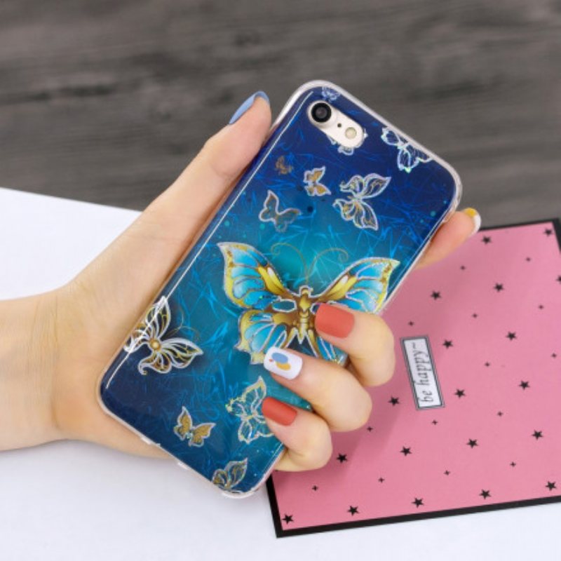 Deksel Til iPhone SE 3 / SE 2 / 8 / 7 Glitter Design Sommerfugler