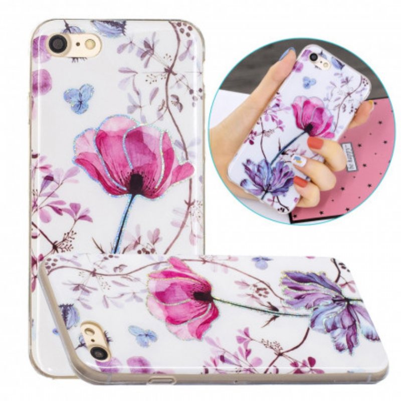 Deksel Til iPhone SE 3 / SE 2 / 8 / 7 Glitter Designblomster