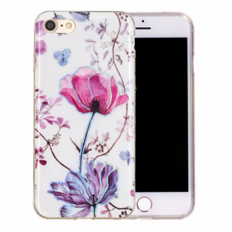 Deksel Til iPhone SE 3 / SE 2 / 8 / 7 Glitter Designblomster